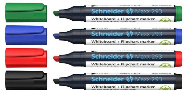Schneider Maxx 293 Whiteboard- und Flipchart-Marker farbsortiert 2,0 - 5,0 mm, 4 St.
