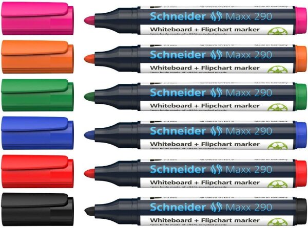 Schneider Maxx 290 Whiteboard- und Flipchart-Marker farbsortiert 2,0 - 3,0 mm, 6 St.