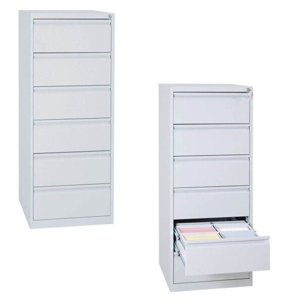 Gürkan Karteischrank lichtgrau 6 Schubladen 53,0 x 62,0 x 132,0 cm, 1 St.