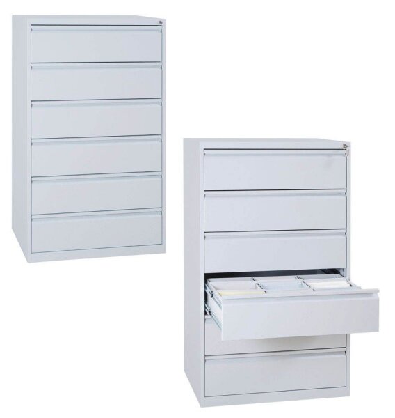 Gürkan Karteischrank lichtgrau 6 Schubladen 76,0 x 62,0 x 132,0 cm, 1 St.