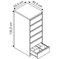 Gürkan Karteischrank anthrazit 6 Schubladen 53,0 x 62,0 x 132,0 cm, 1 St.