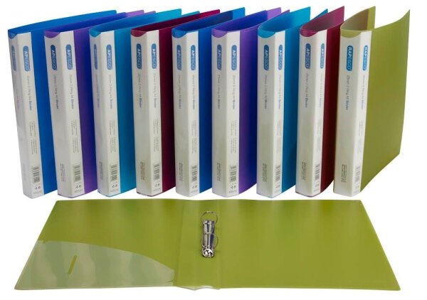 RAPESCO® Ringbücher 2-Ringe grün, blau, pink, violett, hellblau 3,7 cm DIN A4, 10 St.