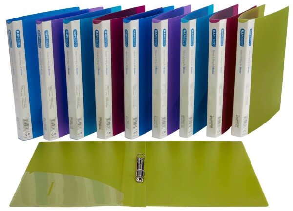 RAPESCO® Ringbücher 2-Ringe grün, blau, pink, violett, hellblau 2,6 cm DIN A4, 10 St.