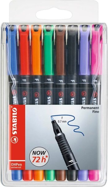 STABILO OHPen Folienstifte-Set farbsortiert permanent, 8 St.