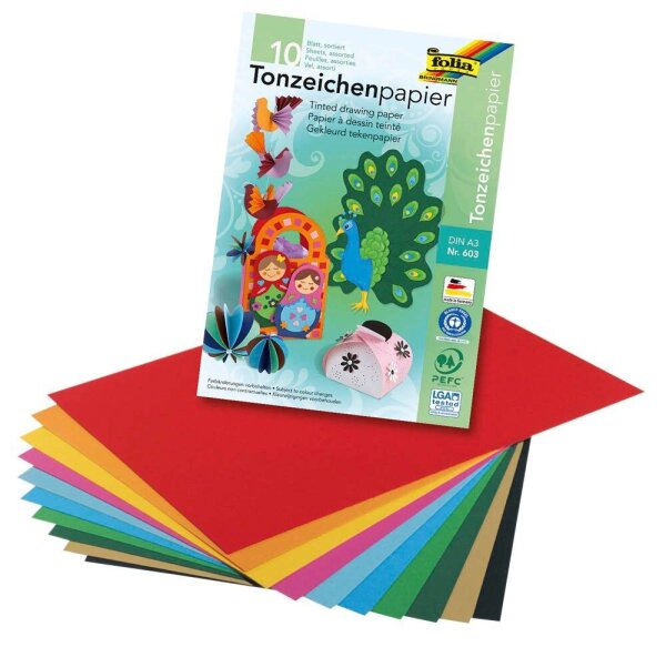 folia Tonpapier farbsortiert 130 g/qm 10 Blatt