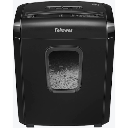 Fellowes Powershred 6M Aktenvernichter mit Partikelschnitt P-4, 4 x 12 mm, bis 6 Blatt, schwarz