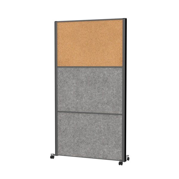 MAUL Akustik-Trennwand MAULconnecto 9605189, dunkelgrau, braun 100,0 x 182,0 cm mit Rollen, 1 St.