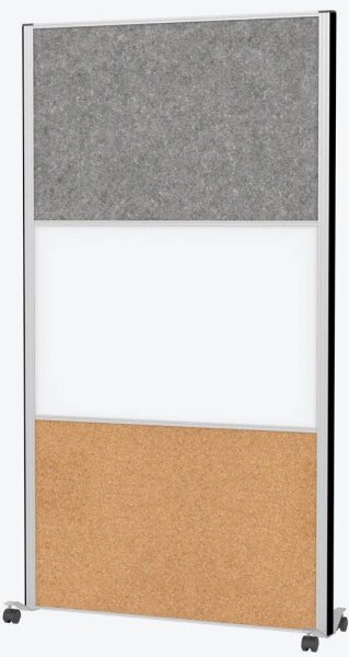 MAUL Akustik-Trennwand MAULconnecto 9651195, braun, dunkelgrau, weiß 100,0 x 182,0 cm mit Rollen, 1 St.