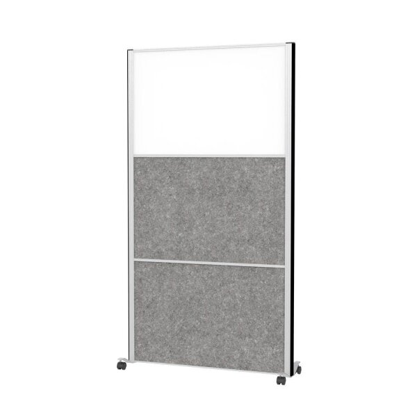 MAUL Akustik-Trennwand MAULconnecto 9603195, dunkelgrau, weiß 100,0 x 182,0 cm mit Rollen, 1 St.