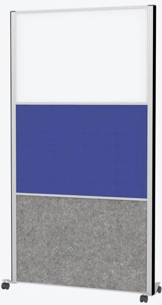 MAUL Akustik-Trennwand MAULconnecto 9651795, blau, dunkelgrau, weiß 100,0 x 182,0 cm mit Rollen, 1 St.