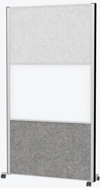 MAUL Akustik-Trennwand MAULconnecto 9655395, dunkelgrau, hellgrau, weiß 100,0 x 182,0 cm mit Rollen, 1 St.