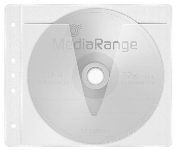 MediaRange 2er CD-/DVD-Hüllen abheftbar weiß, 50 St.