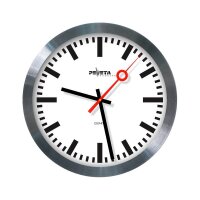 PEWETA Wanduhr Bahnhof weiß silber Aluminium,...