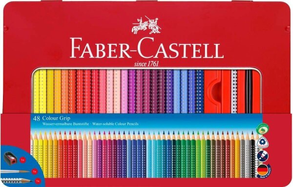 FABER-CASTELL Colour GRIP Buntstifte farbsortiert, 48 St.