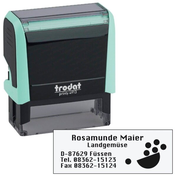trodat Textstempel, individualisierbar printy 4913 selbstfärbend schwarz mit Logo, 1 St.