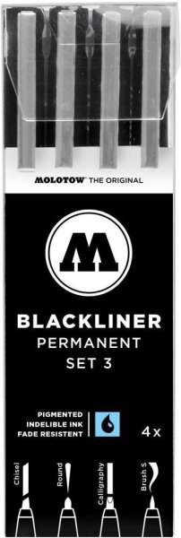 MOLOTOW BLACKLINER SET 3 Fineliner-Set schwarz, 4 St.