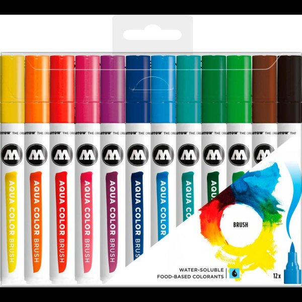 MOLOTOW Aqua Color Basic Set 1 Brush-Pens farbsortiert, 12 St.