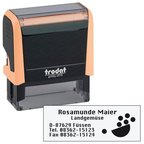 trodat Textstempel, individualisierbar printy 4913 selbstfärbend schwarz mit Logo, 1 St.