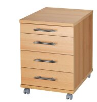 MÖBELPARTNER Rollcontainer buche 4 Auszüge 42,0 x 50,0 x 56,9 cm