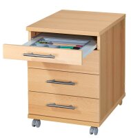 MÖBELPARTNER Rollcontainer buche 4 Auszüge 42,0 x 50,0 x 56,9 cm