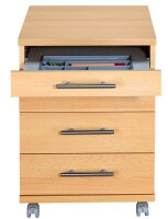 MÖBELPARTNER Rollcontainer buche 4 Auszüge 42,0 x 50,0 x 56,9 cm