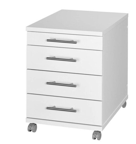 MÖBELPARTNER Rollcontainer weiß 4 Auszüge 42,0 x 50,0 x 56,9 cm