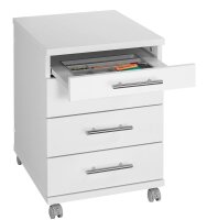MÖBELPARTNER Rollcontainer weiß 4 Auszüge 42,0 x 50,0 x 56,9 cm