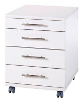 MÖBELPARTNER Rollcontainer weiß 4 Auszüge 42,0 x 50,0 x 56,9 cm