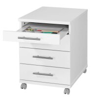 MÖBELPARTNER Rollcontainer weiß 4 Auszüge 42,0 x 50,0 x 56,9 cm