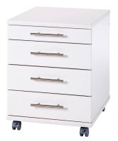 MÖBELPARTNER Rollcontainer weiß 4 Auszüge 42,0 x 50,0 x 56,9 cm