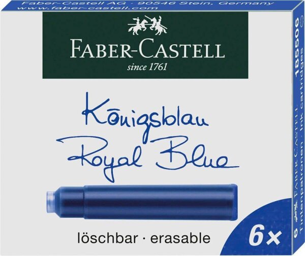 FABER-CASTELL Tintenpatronen für Füller 185506 königsblau, 6 St.