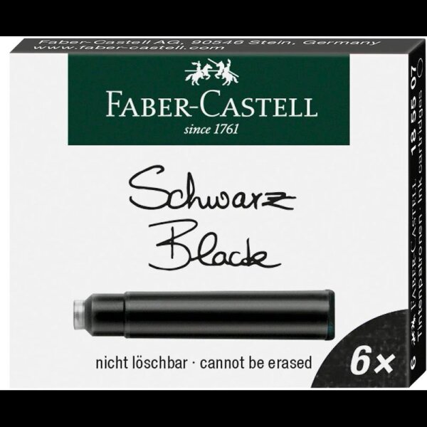 FABER-CASTELL Tintenpatronen für Füller 185507 schwarz, 6 St.