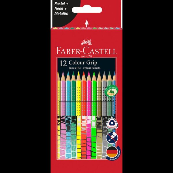 FABER-CASTELL Colour GRIP Buntstifte farbsortiert, 12 St.