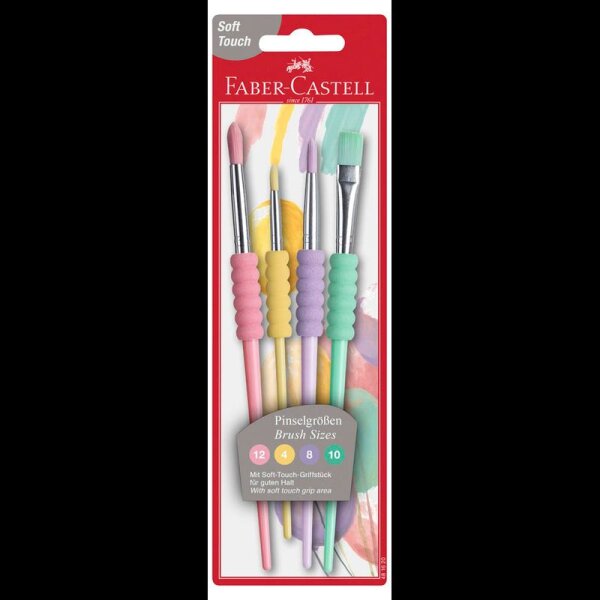 FABER-CASTELL Pastell Pinsel-Set Größe 4, 8, 10, 12, 4-teilig