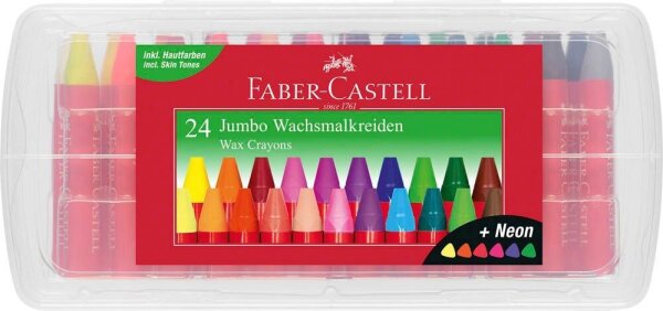 FABER-CASTELL Jumbo Wachsmalstifte farbsortiert, 24 St.