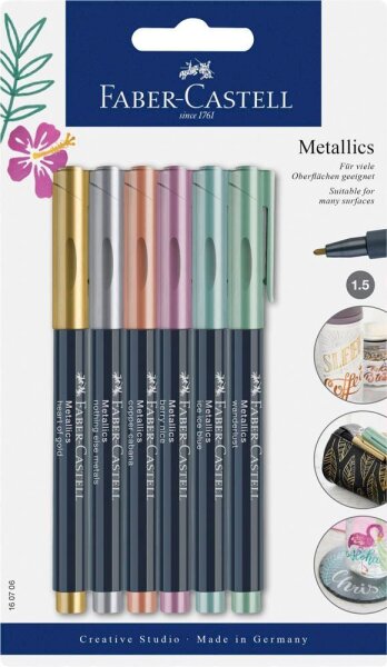 FABER-CASTELL Metallics Permanentmarker farbsortiert 1,5 mm, 6 St.  ( 160706 )