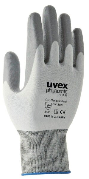 uvex unisex Arbeitshandschuhe phynomic FOAM weiß Größe 9, 1 Paar