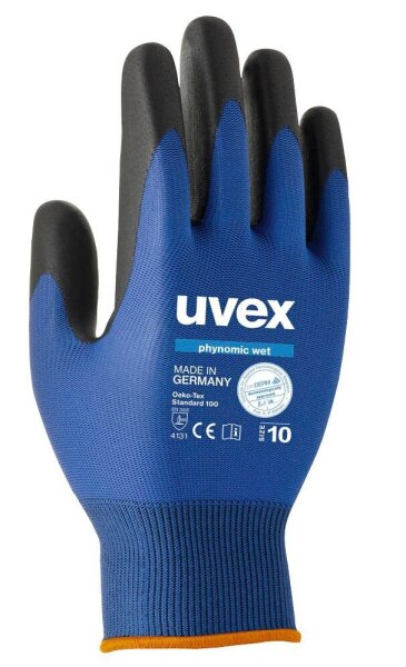 uvex unisex Arbeitshandschuhe phynomic WET blau Größe 10, 1 Paar