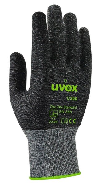 uvex unisex Schnittschutzhandschuhe C300 dry anthrazit Größe 9, 1 Paar