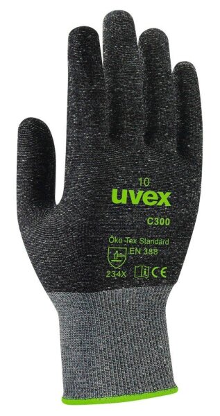 uvex unisex Schnittschutzhandschuhe C300 dry anthrazit Größe 10, 1 Paar