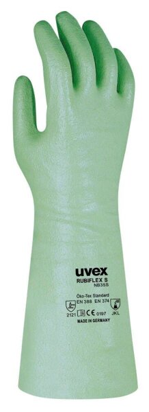 uvex unisex Arbeitshandschuhe Profas Rubiflex NB 35 S grün Größe 9, 1 Paar