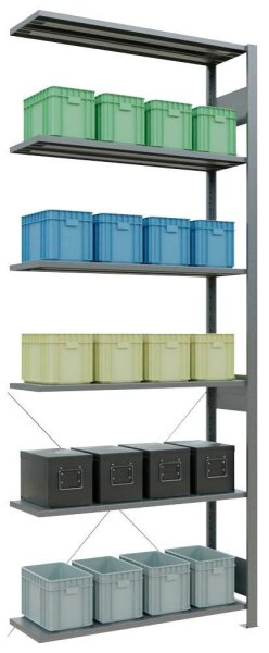 SCHULTE Anbau-Schwerlastregal MULTIplus 150 12736 silber 100,0 x 30,0 x 250,0 cm