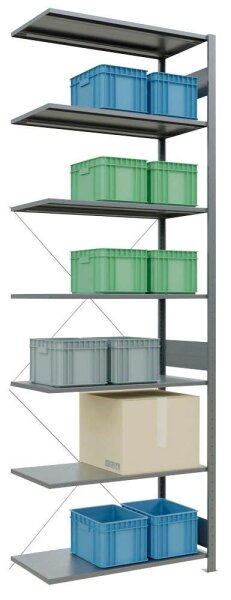 SCHULTE Anbau-Schwerlastregal MULTIplus 150 12757 silber 100,0 x 50,0 x 300,0 cm