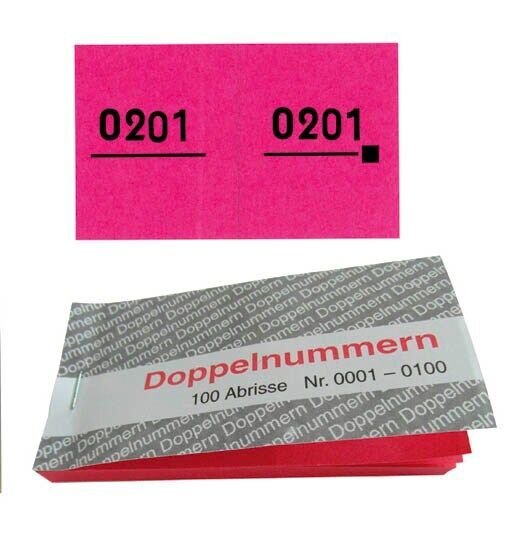 WOLF & APPENZELLER Doppelnummernblöcke 0001-0100, 0101-0200, 0201-0300, 0301-0400, 0401-0500, rot, 5 Blöcke