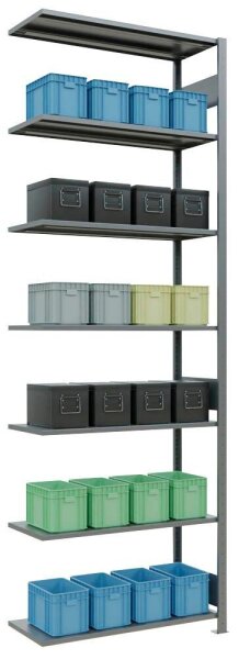 SCHULTE Anbau-Schwerlastregal MULTIplus 150 12747-LR silber 100,0 x 40,0 x 300,0 cm