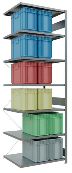 SCHULTE Anbau-Schwerlastregal MULTIplus 250 12987 silber 100,0 x 80,0 x 300,0 cm