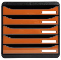 Exacompta Schubladenbox Big-Box Plus  mandarin 3097288D, DIN A4 mit 5 Schubladen, 1 St.