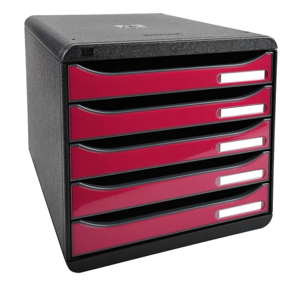Exacompta Schubladenbox Big-Box Plus  himbeer 3097284D, DIN A4 mit 5 Schubladen, 1 St.