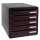Exacompta Schubladenbox Big-Box Plus  schwarz/himbeer 309984D, DIN A4 mit 5 Schu  ( 309984D )