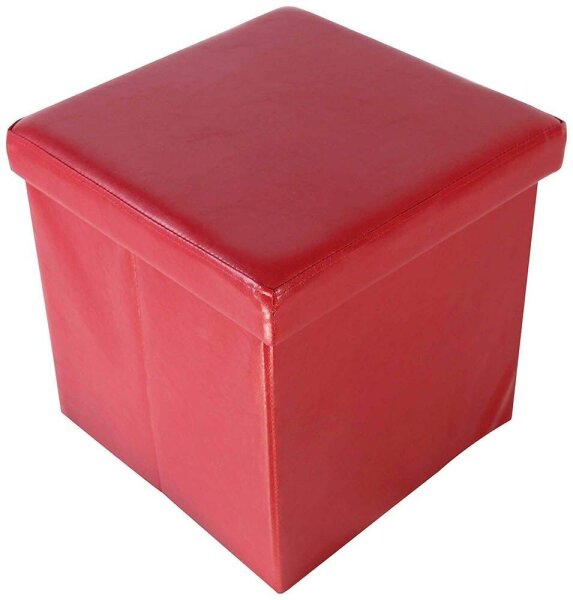 Echtwerk Wohnzimmer-Hocker mit Stauraum Store Cube EW-SW-0415 rot Kunstleder, 1 St.